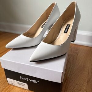 Nine West Cara Leather Block Heel Pumps